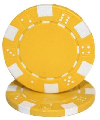 Roll of 50 yellow dice poker chips, 11.5 g each