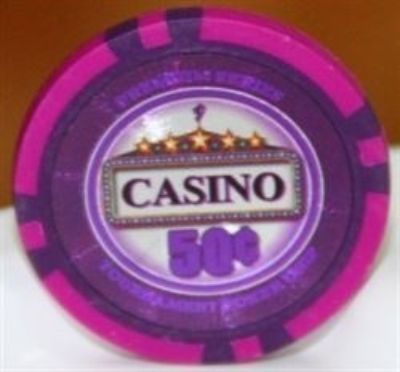 Casino poker chip, 50 cents, 14 g
