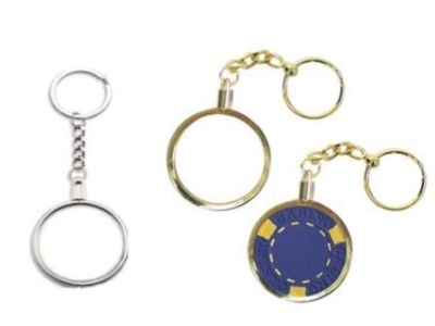 Gold key chain with poker chip holder