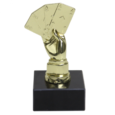 Gold poker trophy 4 aces