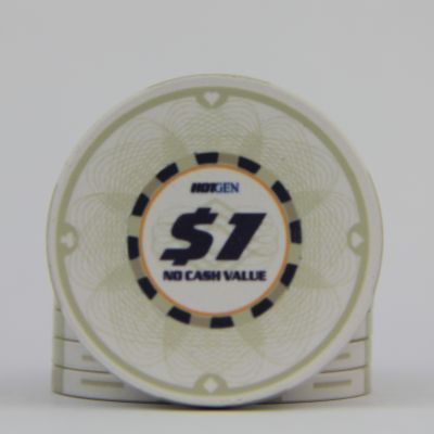 Ceramic HotGen $1 poker chip white