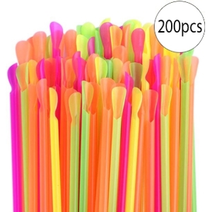 Image de Paille Cuillère en Plastique pour Cônes de Neige – Paquet de  200pcs