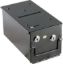 Black metal drop box with shield closed