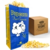Blue popcorn bag 1.5oz with flat bottom and popcorn