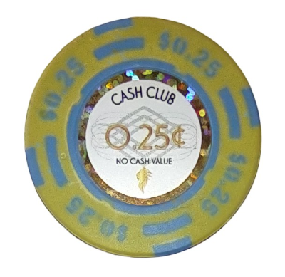 Roll of 25 Cash Club 14g $0.25 poker chips